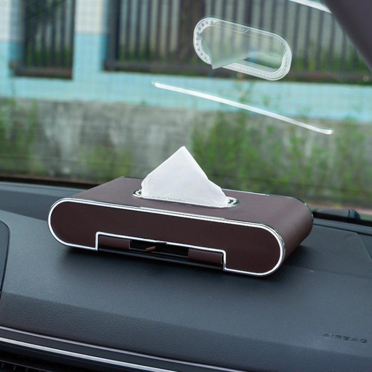 Car Dashboard Diamond Paper Towel Box with Temporary Parking Phone Number Card & Phone Holder(Coffee) - Tissue Boxes by PMC Jewellery | Online Shopping South Africa | PMC Jewellery | Buy Now Pay Later Mobicred