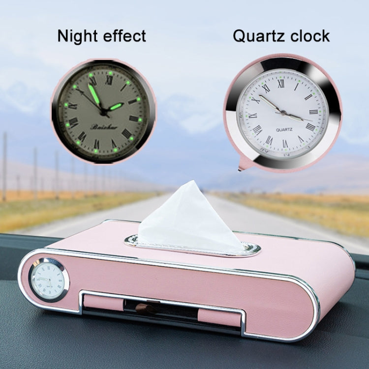 Car Dashboard Diamond Paper Towel Box with Temporary Parking Phone Number Card & Phone Holder & Clock(Red) - Tissue Boxes by PMC Jewellery | Online Shopping South Africa | PMC Jewellery | Buy Now Pay Later Mobicred