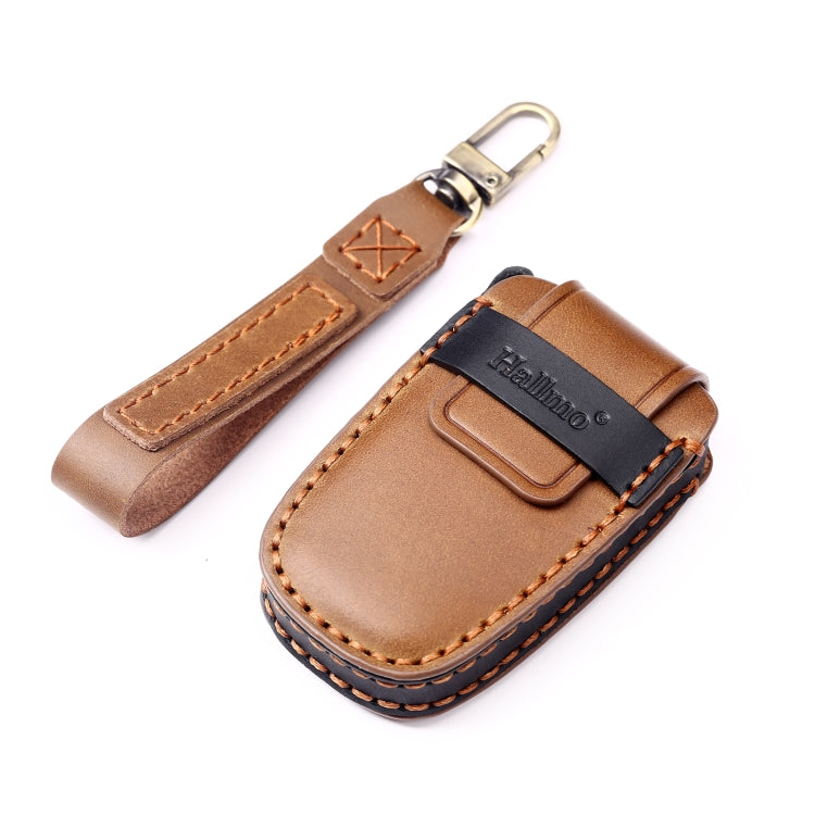 Hallmo Car Cowhide Leather Key Protective Cover Key Case for KIA K2 / K3 / K5 4-button(Black) - Car Key Cases by Hallmo | Online Shopping South Africa | PMC TechLife | Buy Now Pay Later Mobicred