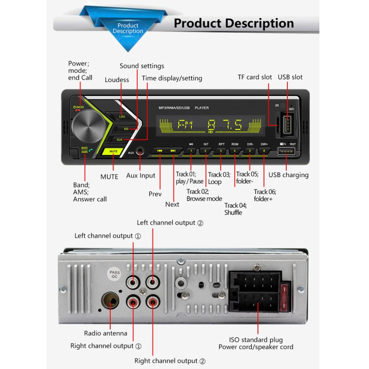 SWM505 Car Radio Receiver MP3 Player with Remote Control, Support FM & Bluetooth & USB & AUX & TF Card - Car MP3 & MP4 & MP5 by PMC Jewellery | Online Shopping South Africa | PMC Jewellery | Buy Now Pay Later Mobicred