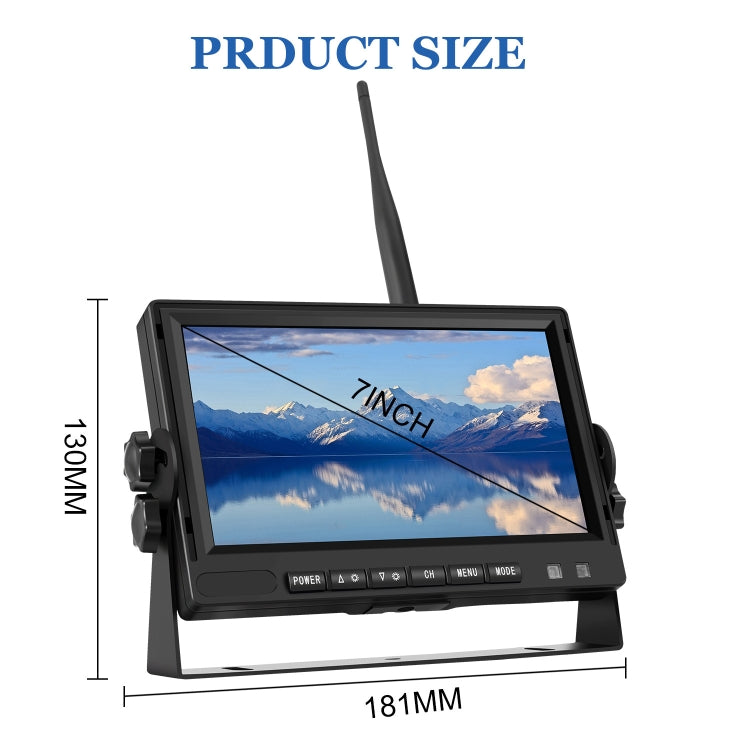 PZ710-W 7 inch Car Digital Wireless Rear-view Split-screen Monitor Four Record - Rearview Monitors by PMC Jewellery | Online Shopping South Africa | PMC Jewellery | Buy Now Pay Later Mobicred