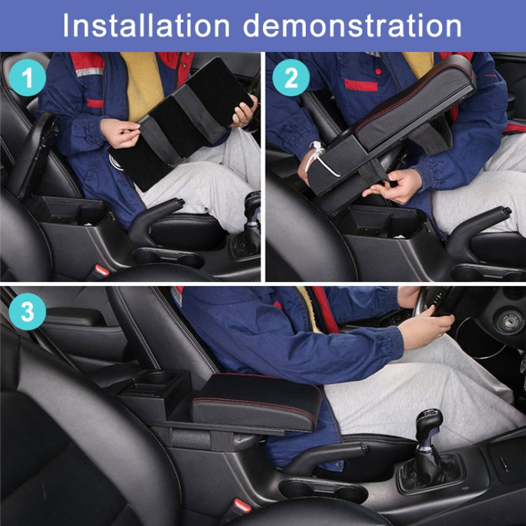 Car Multi-functional Dual USB Armrest Box Booster Pad, Microfiber Leather Straight Type (Black White) - Seat Accessories by PMC TechLife | Online Shopping South Africa | PMC TechLife | Buy Now Pay Later Mobicred