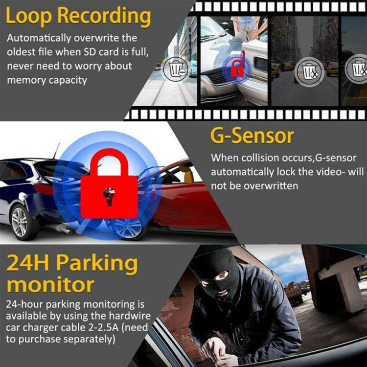 D906 3 inch Car HD Driving Recorder, Double Recording Gravity Parking Monitoring - Car DVRs by PMC Jewellery | Online Shopping South Africa | PMC Jewellery | Buy Now Pay Later Mobicred