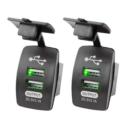 2 PCS Switch Type Dual USB 3.1A Car Charger 12-24V(Green Light) - DIY Modified Charger by PMC Jewellery | Online Shopping South Africa | PMC Jewellery | Buy Now Pay Later Mobicred