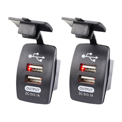 2 PCS Switch Type Dual USB 3.1A Car Charger 12-24V(Red Light) - DIY Modified Charger by PMC Jewellery | Online Shopping South Africa | PMC Jewellery | Buy Now Pay Later Mobicred