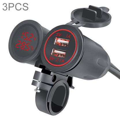 3 PCS Dual USB 3.1A Car Charger 9-30V with Temperature Voltage Holder(Red Light) - DIY Modified Charger by PMC Jewellery | Online Shopping South Africa | PMC Jewellery | Buy Now Pay Later Mobicred