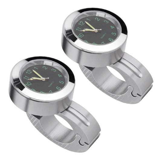 2 PCS Motorcycle 22-25mm Handlebar Clock Quartz Watch with Lock (Silver) - Others by PMC Jewellery | Online Shopping South Africa | PMC Jewellery | Buy Now Pay Later Mobicred