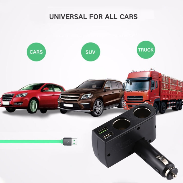 QC 3.0 Dual USB Ports 6A with 2 Socket Cigarette Lighter Splitter Car Charger - Cigar Socket by PMC Jewellery | Online Shopping South Africa | PMC Jewellery | Buy Now Pay Later Mobicred