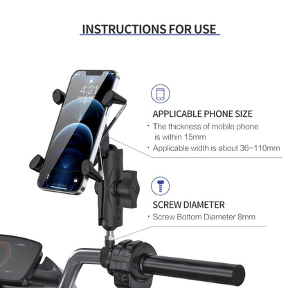 ZH-1558C1 Motorcycle M8 Ball Joint X-shape Aluminum Alloy Phone Holder - Holder by PMC Jewellery | Online Shopping South Africa | PMC Jewellery | Buy Now Pay Later Mobicred