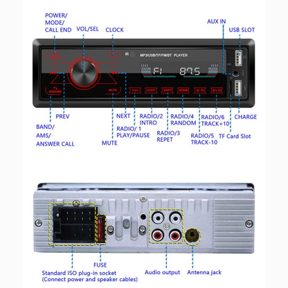 M10 12V Car Radio Receiver MP3 Player, Support Bluetooth Hand-free Calling / FM / USB / SD Card - Car MP3 & MP4 & MP5 by PMC Jewellery | Online Shopping South Africa | PMC Jewellery | Buy Now Pay Later Mobicred