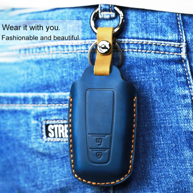 For Toyota Car Cowhide Leather Key Protective Cover Key Case, Two Keys Version (Red) - Car Key Cases by PMC TechLife | Online Shopping South Africa | PMC TechLife