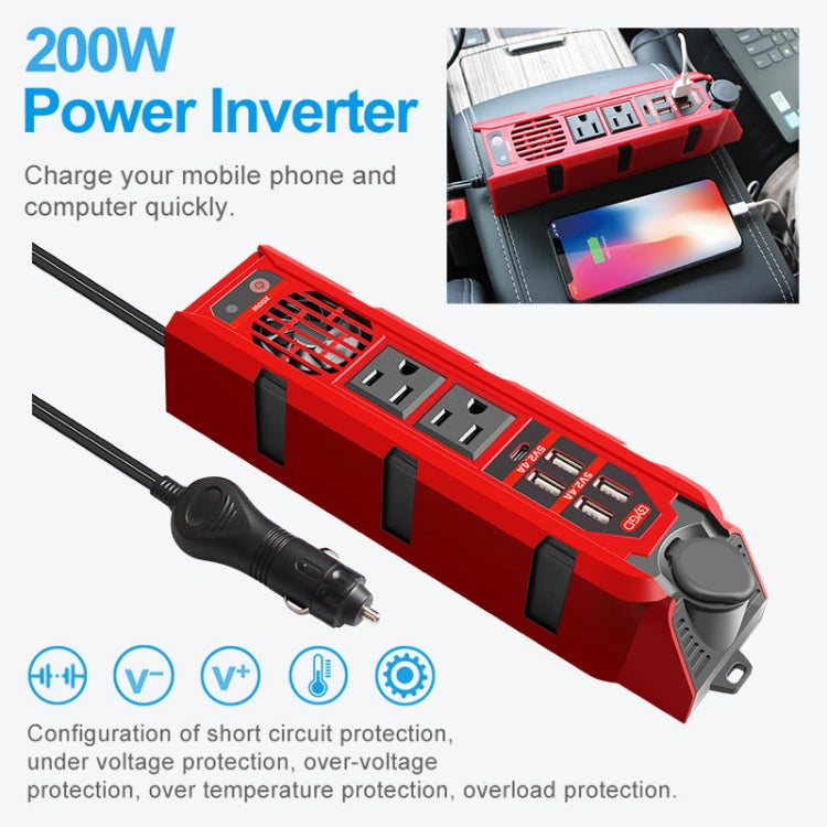 12V to 110V 200W Car Correction Sine Wave Inverter, US Plug - Modified Square Wave by PMC TechLife | Online Shopping South Africa | PMC TechLife | Buy Now Pay Later Mobicred