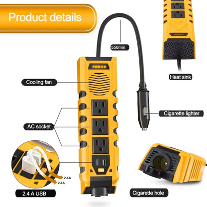 12V to 110V 150W Car Correction Sine Wave Inverter, US Plug - Modified Square Wave by PMC Jewellery | Online Shopping South Africa | PMC Jewellery