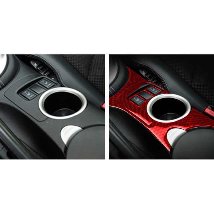 3 in 1 Car Carbon Fiber Center Console Water Cup Holder Panel Decorative Sticker for Nissan 370Z / Z34 2009-, Left and Right Drive Universal (Red) - Car Interior Mouldings by PMC Jewellery | Online Shopping South Africa | PMC Jewellery | Buy Now Pay Later Mobicred