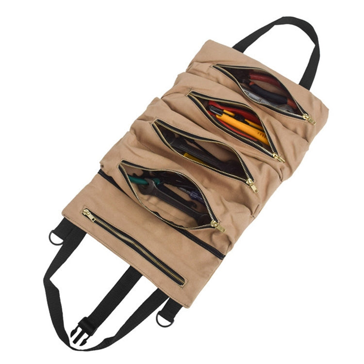Car Auto Multi-function Canvas Storage Bag Portable Tool Bag Hanging Pocket Bag (Khaki) - Seat Accessories by PMC TechLife | Online Shopping South Africa | PMC TechLife | Buy Now Pay Later Mobicred