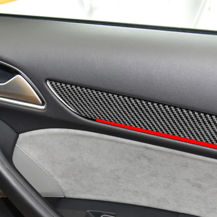 4 PCS / Set Carbon Fiber Car Interior Door Trim Red Edge Decorative Sticker for Audi Q3 2013-2018,Left and Right Drive Universal - Car Interior Mouldings by PMC Jewellery | Online Shopping South Africa | PMC Jewellery | Buy Now Pay Later Mobicred