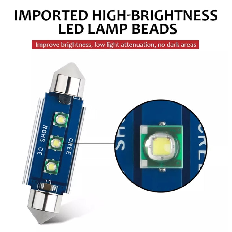 2pcs 41mm IC12V /  2.76W / 0.23A / 300LM 3LEDs SMD Car Reading Lamp Dome Light - Dome Lights by PMC TechLife | Online Shopping South Africa | PMC TechLife | Buy Now Pay Later Mobicred