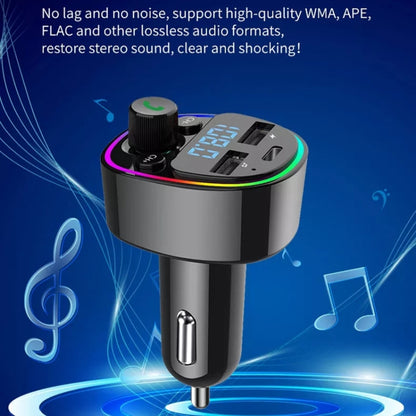 Car Bluetooth MP3 Player FM Transmitter With Phone Hands-free Knob Support Voltage Detection & Ambient Light - Bluetooth Car Kits by PMC Jewellery | Online Shopping South Africa | PMC Jewellery | Buy Now Pay Later Mobicred