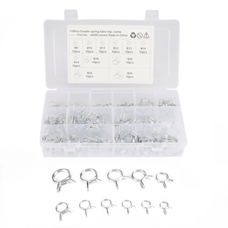 110 PCS Double Wire Spring Tube Clamp Water Pipe Clamps, Size: 9-24mm - Booster Cable & Clip by PMC Jewellery | Online Shopping South Africa | PMC Jewellery | Buy Now Pay Later Mobicred