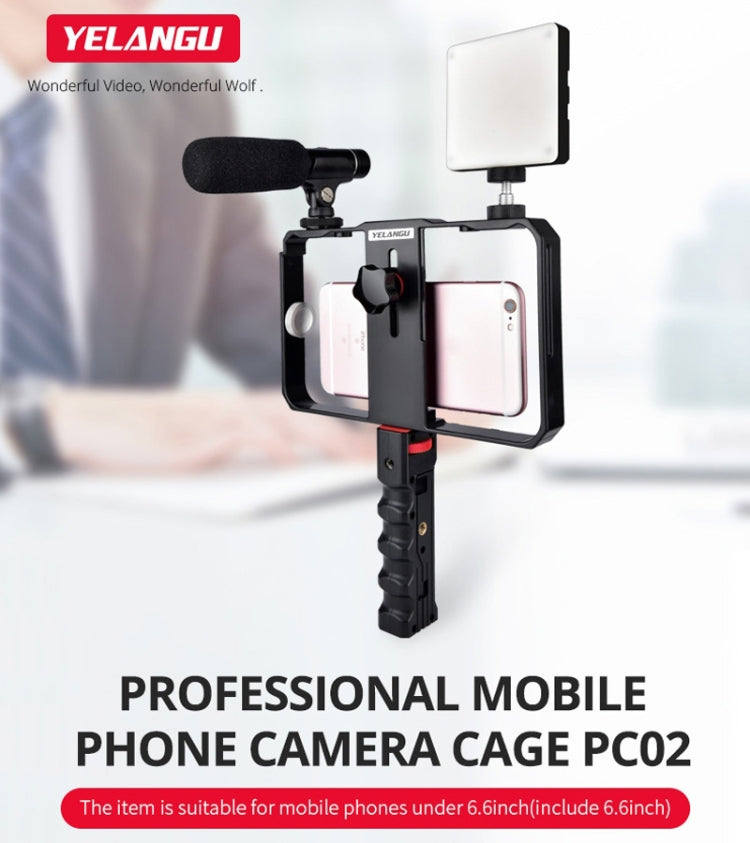 YELANGU YLG0901B Vlogging Live Broadcast Smartphone Plastic Cage Video Rig Filmmaking Recording Handle Stabilizer Bracket for iPhone, Galaxy, Huawei, Xiaomi, HTC, LG, Google, and Other Smartphones(Black) - Stand by YELANGU | Online Shopping South Africa | PMC Jewellery | Buy Now Pay Later Mobicred