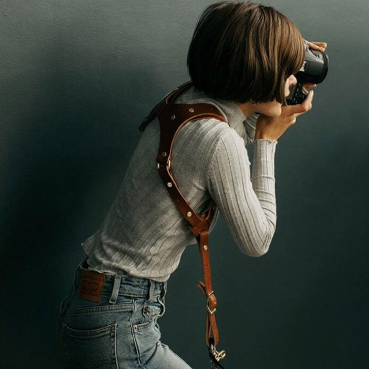 Quick Release Anti-Slip Shoulder Leather Harness Camera Strap with Metal Hook for SLR / DSLR Cameras (Left Shoulder) - free shipping - PMC TechLife - Order now!