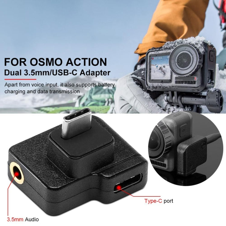 3.5mm + USB-C / Type-C to USB-C / Type-C Mic Mount Microphone Charging Audio Connector Adapter for DJI OSMO Action -  by PMC Jewellery | Online Shopping South Africa | PMC Jewellery | Buy Now Pay Later Mobicred