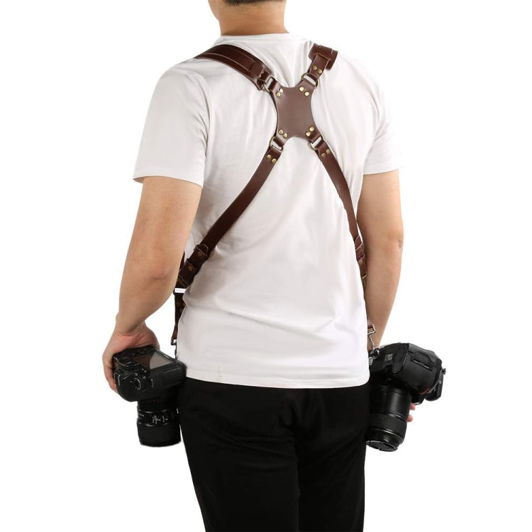 Quick Release Anti-Slip Dual Shoulder Leather Harness Camera Strap with Metal Hook for SLR / DSLR Cameras(Black) - Camera Strap by PMC TechLife | Online Shopping South Africa | PMC TechLife | Buy Now Pay Later Mobicred