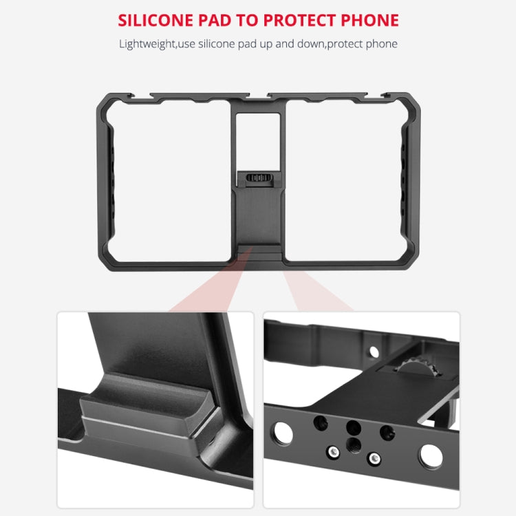 YELANGU  PC06 YLG0909A Vlogging Live Broadcast Smartphone Metal Cage Video Rig Filmmaking Recording Handle Stabilizer Bracket for iPhone, Galaxy, Huawei, Xiaomi, HTC, LG, Google, and Other Smartphones(Black) - Stand by YELANGU | Online Shopping South Africa | PMC Jewellery | Buy Now Pay Later Mobicred