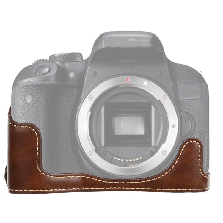 1/4 inch Thread PU Leather Camera Half Case Base for Canon EOS 77D / 800D(Coffee) - free shipping - PMC TechLife - Order now!