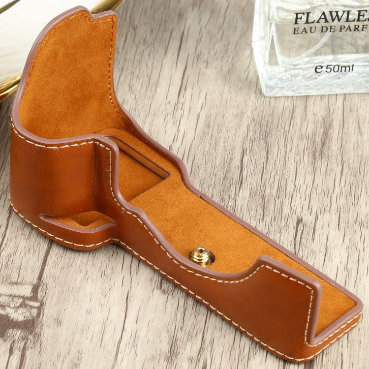 1/4 inch Thread PU Leather Camera Half Case Base for Sony ILCE-7C/A7C (Brown) - free shipping - PMC TechLife - Order now!