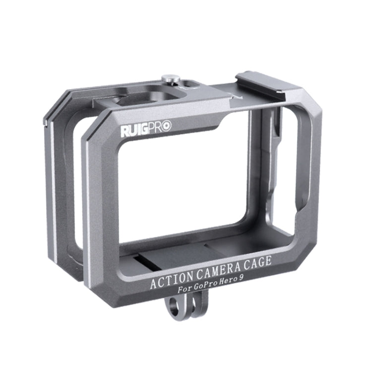 RUIGPRO for GoPro HERO10 Black / HERO9 Black Metal Border Frame Mount Protective Cage with Dual Cold Shoes Base (Silver Grey) - Protective Frame by RUIGPRO | Online Shopping South Africa | PMC Jewellery | Buy Now Pay Later Mobicred