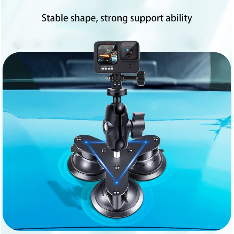 Dual Suction Cup Mount Holder with Tripod Adapter & Screw & Phone Clamp & Anti-lost Silicone Net for for GoPro Hero12 Black / Hero11 /10 /9 /8 /7 /6 /5, Insta360 Ace / Ace Pro, DJI Osmo Action 4 and Other Action Cameras, Smartphones(Black) - Holder by PMC Jewellery | Online Shopping South Africa | PMC Jewellery | Buy Now Pay Later Mobicred