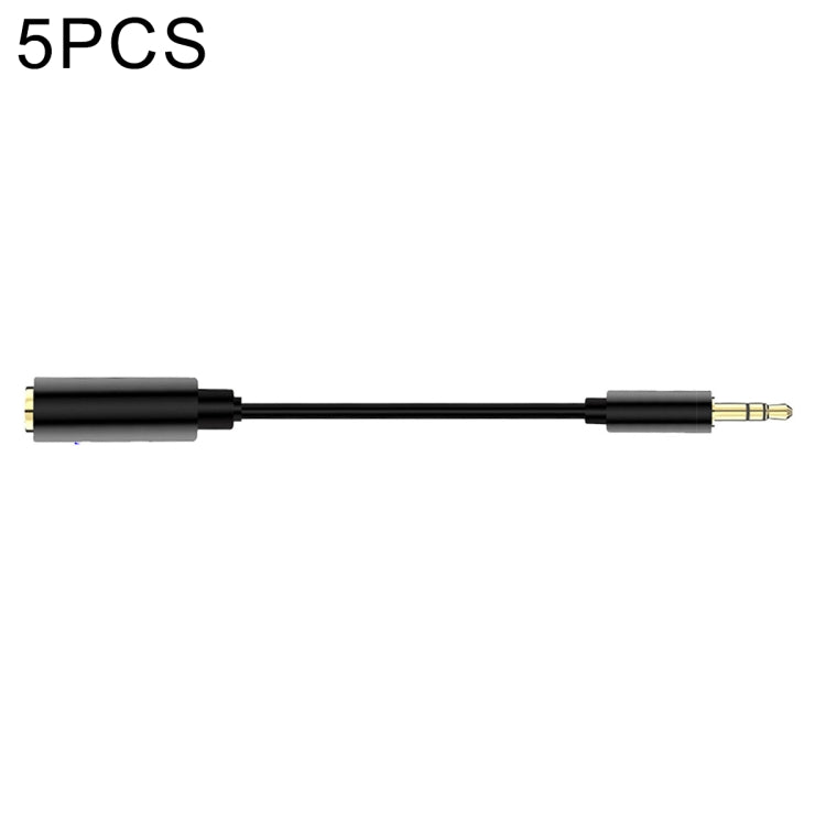 5 PCS 13cm Metal 3.5mm Audio 4 Pole Female to 3 Pole Male Microphone Adapter Cable(Black) - free shipping - PMC TechLife - Order now!