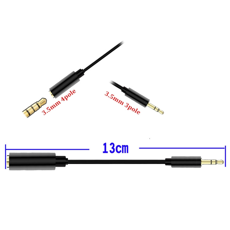 5 PCS 13cm Metal 3.5mm Audio 4 Pole Female to 3 Pole Male Microphone Adapter Cable(Black) - free shipping - PMC TechLife - Order now!