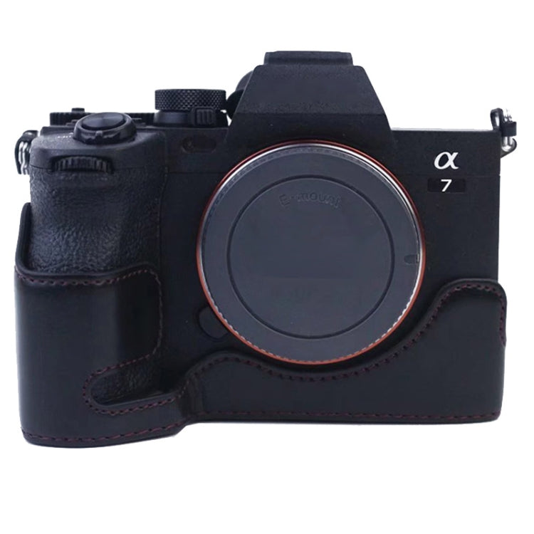 1/4 inch Thread PU Leather Camera Half Case Base for Sony A7 IV (Black) - free shipping - PMC TechLife - Order now!