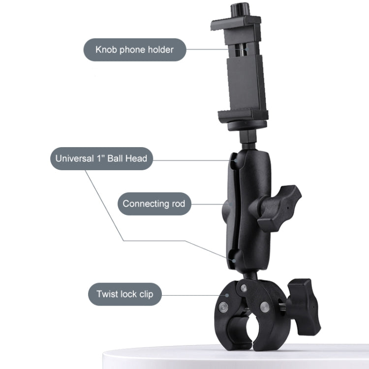 Extended Version 360 Rotation Adjustable Action Camera Bike Motorcycle Handlebar Holder with Phone Clamp (Black) - Bicycle Handlebar Mount by PMC TechLife | Online Shopping South Africa | PMC TechLife | Buy Now Pay Later Mobicred