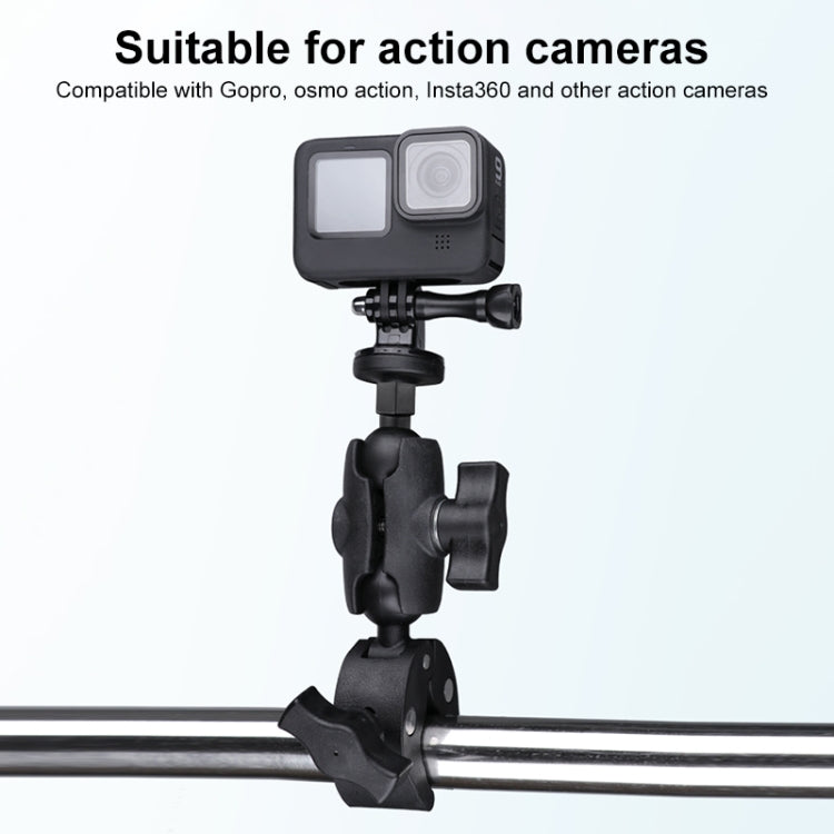 Extended Version 360 Rotation Adjustable Action Camera Bike Motorcycle Handlebar Holder with Phone Clamp (Black) - Bicycle Handlebar Mount by PMC TechLife | Online Shopping South Africa | PMC TechLife | Buy Now Pay Later Mobicred