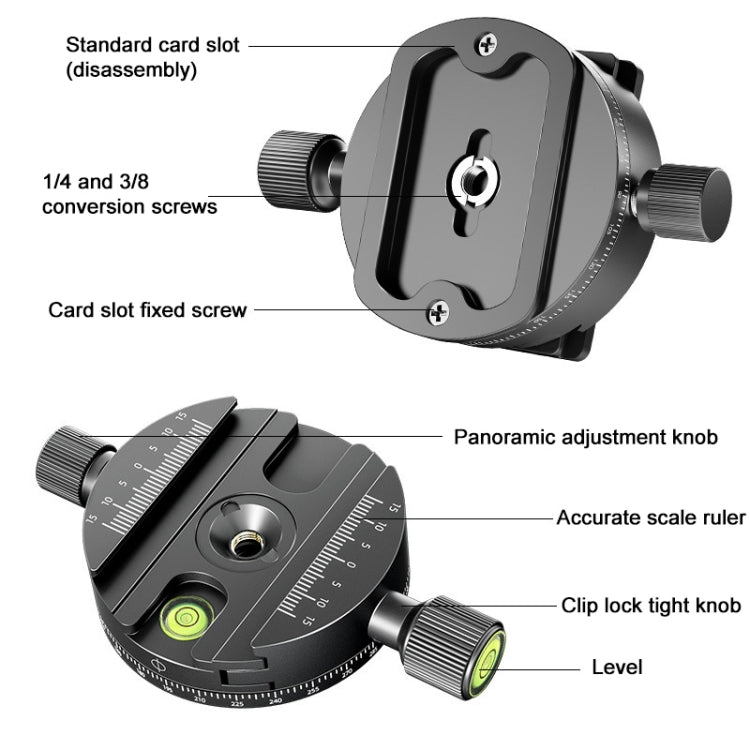 BEXIN QJ08-S Panoramic Rotary Quick Release Clamp Base Tripod Mount with Quick Release Plate - free shipping - PMC TechLife - Order now!