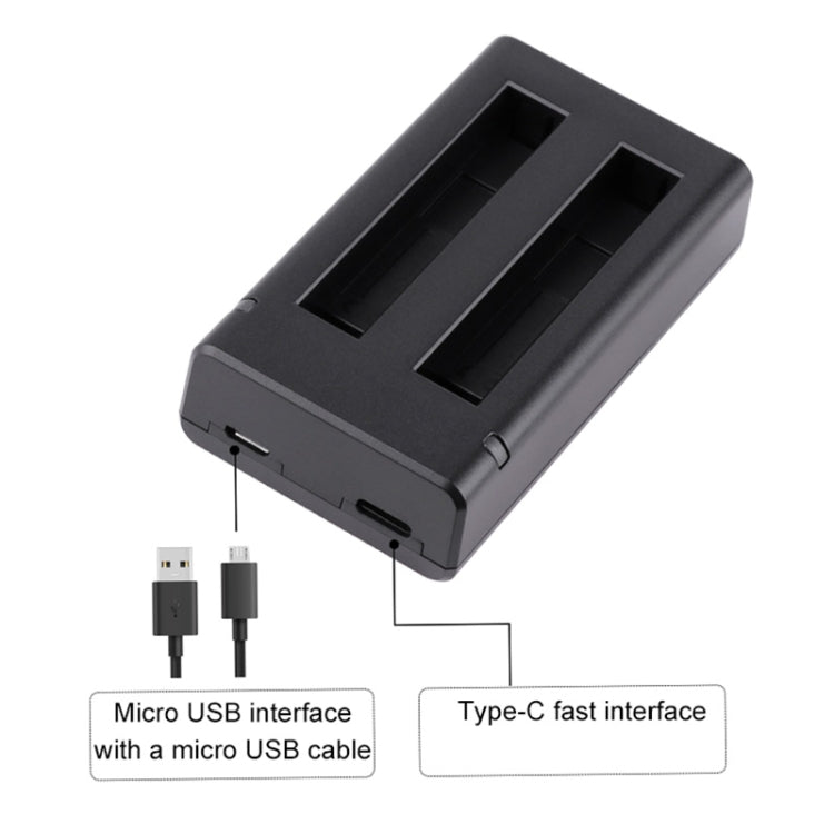 For Insta360 X3 USB Dual Batteries Charger with Cable & Indicator Light (Black) - Charger by PMC Jewellery | Online Shopping South Africa | PMC Jewellery | Buy Now Pay Later Mobicred