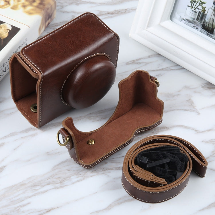 For Sony ZV-1F Vlog Camera Full Body Magnetic Leather Camera Case Bag with Strap (Coffee) - Leather Bag by PMC TechLife | Online Shopping South Africa | PMC TechLife | Buy Now Pay Later Mobicred