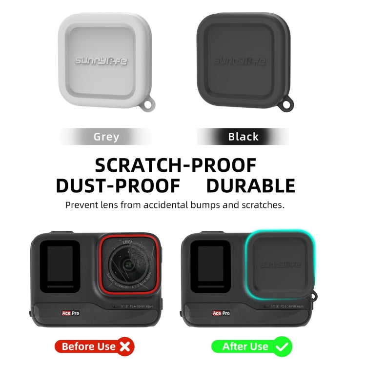 For Insta360 Ace / Ace Pro Sunnylife Silicone Lens Cap Protector Lens Cover (Black) - Case & Bags by Sunnylife | Online Shopping South Africa | PMC TechLife | Buy Now Pay Later Mobicred