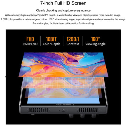 FEELWORLD S7 7-inch 12G-SDI HDMI2.0 Camera Field Monitor High Brightness1600nit Touchscreen (Black) - On-camera Monitors by FEELWORLD | Online Shopping South Africa | PMC Jewellery | Buy Now Pay Later Mobicred