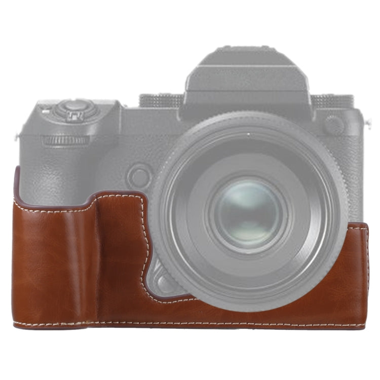 1/4 inch Thread PU Leather Camera Half Case Base for FUJIFILM GFX 50S (Brown) - free shipping - PMC TechLife - Order now!