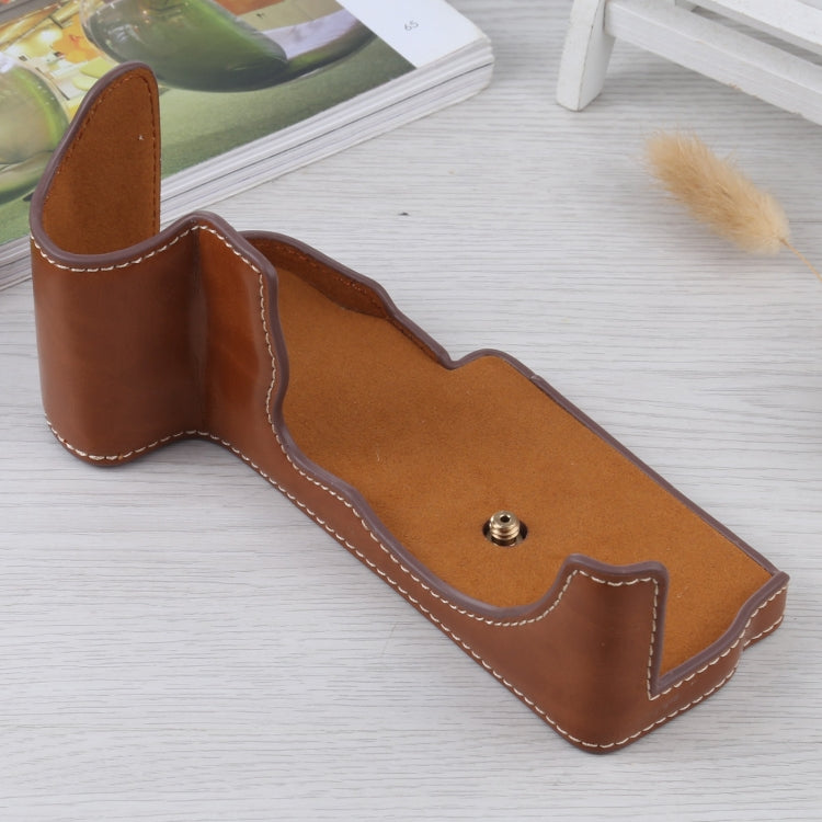 1/4 inch Thread PU Leather Camera Half Case Base for FUJIFILM GFX 50S (Brown) - free shipping - PMC TechLife - Order now!