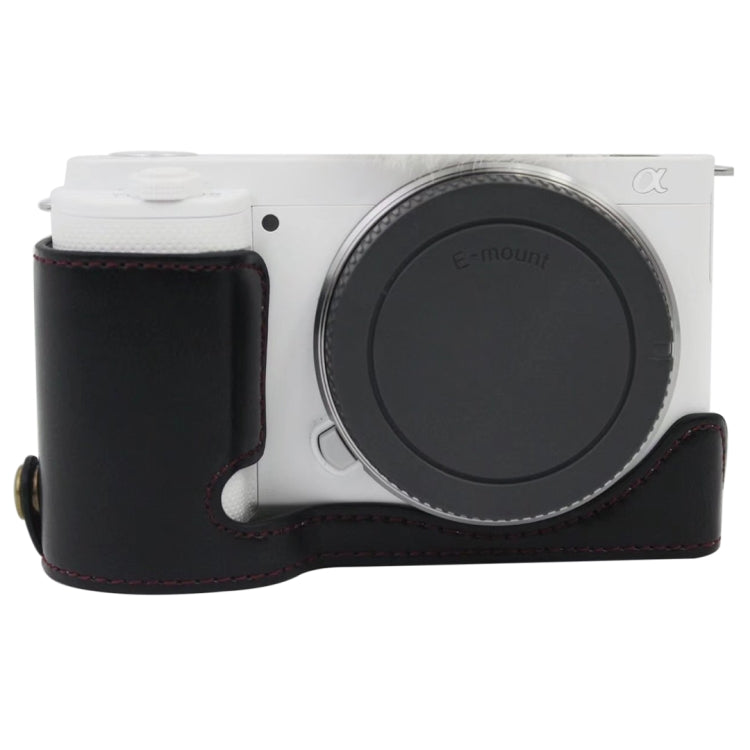 1/4 inch Thread PU Leather Camera Half Case Base for Sony ZV-E10 / ZV-E10L (Black) - Half Case by PMC TechLife | Online Shopping South Africa | PMC TechLife | Buy Now Pay Later Mobicred