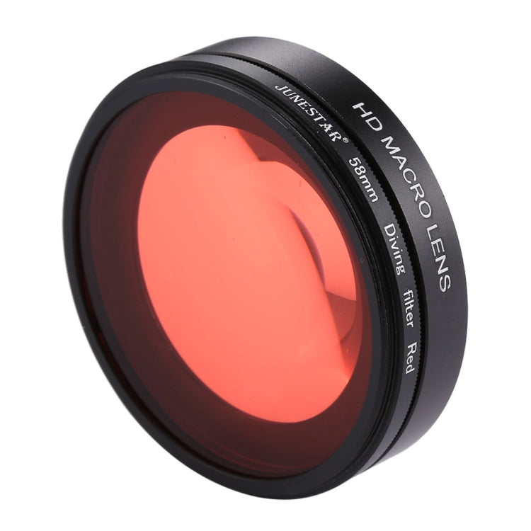 JSR 58mm 16X Macro Lens + Red Diving Lens Filter with Lens Cover + Lens Filter Ring Adapter + String + Cleaning Cloth for GoPro HERO6 /5 Dive Housing - Lens Filter by JSR | Online Shopping South Africa | PMC Jewellery | Buy Now Pay Later Mobicred