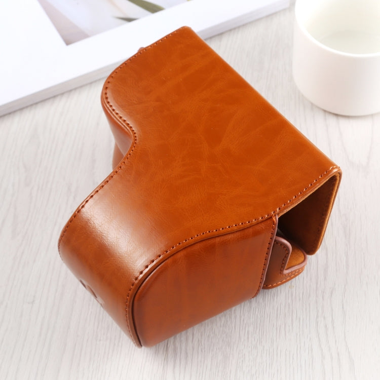 Full Body Camera PU Leather Case Bag with Strap for Sony A6400 / ILCE-A6400 (Brown) - free shipping - PMC TechLife - Order now!
