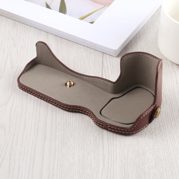 1/4 inch Thread PU Leather Camera Half Case Base for Canon EOS R (Coffee) - free shipping - PMC TechLife - Order now!
