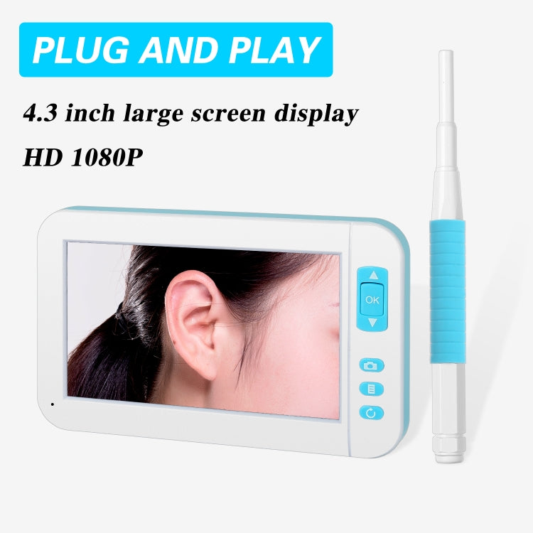 C01 4.3 Inch Screen Display HD1080P Visual Earspoon Endoscope with 6 LEDs, Diameter:5.5mm -  by PMC Jewellery | Online Shopping South Africa | PMC Jewellery | Buy Now Pay Later Mobicred