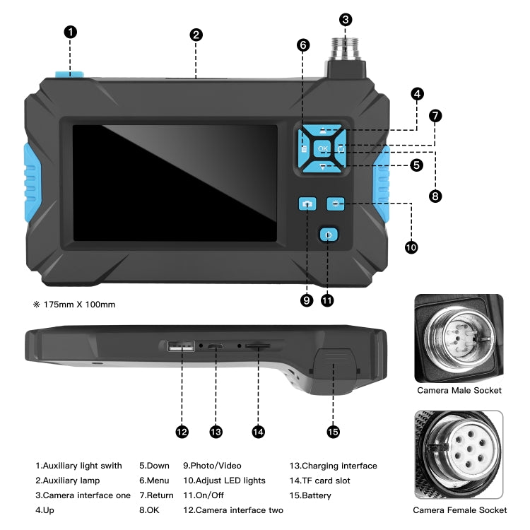 P30 5.5mm IP67 Waterproof 4.3 inch HD Portable Endoscope Hard Cable Industrial Endoscope, Cable Length: 10m(Blue) -  by PMC Jewellery | Online Shopping South Africa | PMC Jewellery | Buy Now Pay Later Mobicred